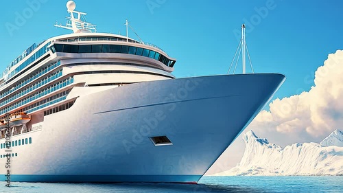 Wallpaper Mural A majestic cruise ship sails through a calm sea against a backdrop of vibrant blue sky and fluffy clouds. Torontodigital.ca