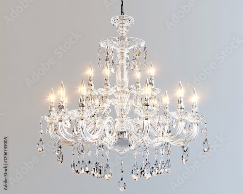 Elegant crystal chandelier with multiple light fixtures and accents