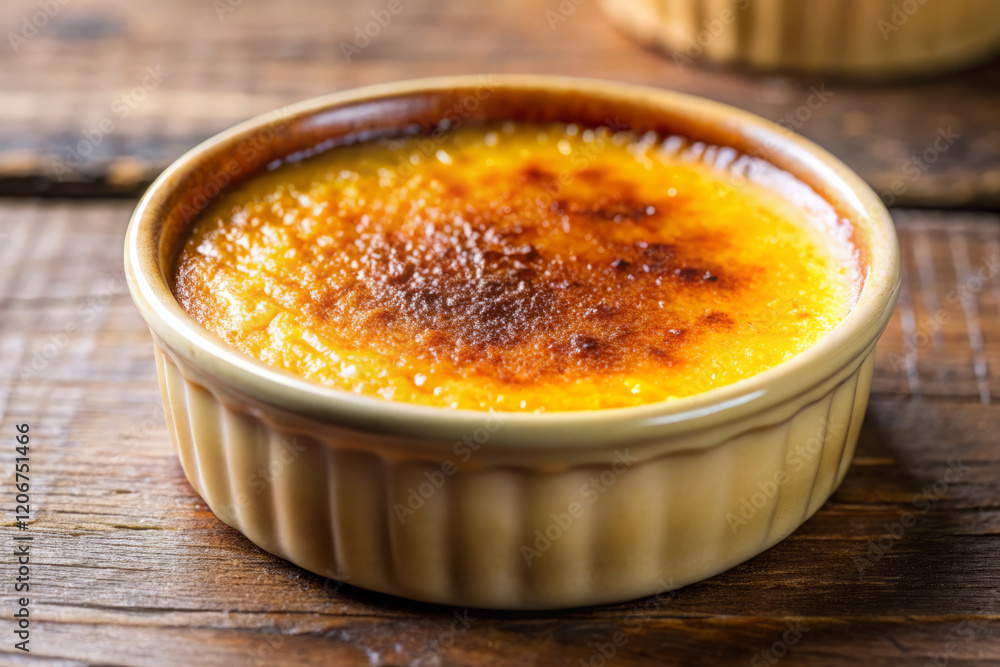 Creamy dessert with intense caramelized top, perfect for social media food photos Creamy dessert with intense caramelized top, perfect for social media food photos