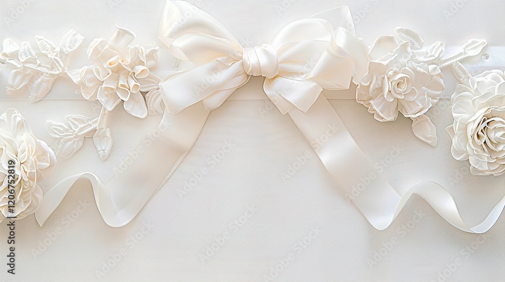 An attractive ribbon bow flower border that catches the eye. The delicate ribbon, charming bow, and beautiful flowers combine to form a lovely border. It's a decorative element full of elegance and ch An attractive ribbon bow flower border that catches the eye. The delicate ribbon, charming bow, and beautiful flowers combine to form a lovely border. It's a decorative element full of elegance and ch