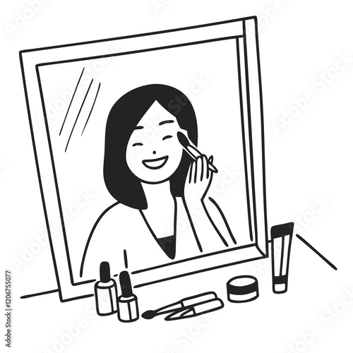 化粧をする女性