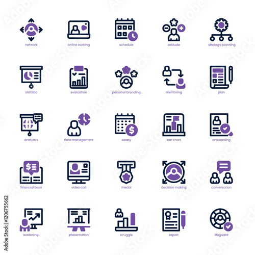 Career Coaching Icon pack for your website, mobile, presentation, and logo design. Career Coaching Icon dula tone design. Vector graphics illustration and editable stroke.