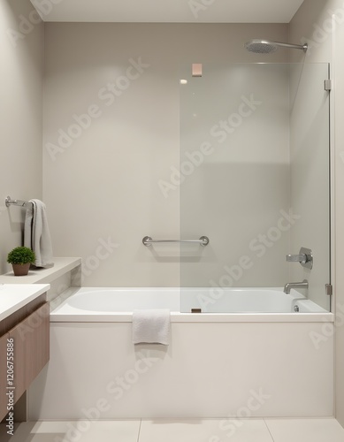Wallpaper Mural Modern Minimalist Bathroom with Freestanding Tub Shower and Glass Enclosure Torontodigital.ca