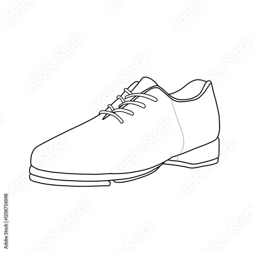 Men's syn's tap dance shoe vector illustration, men's formal leather shoes hand-drawn collection, doodle vector sketch illustration, side view. Isolated on a white background