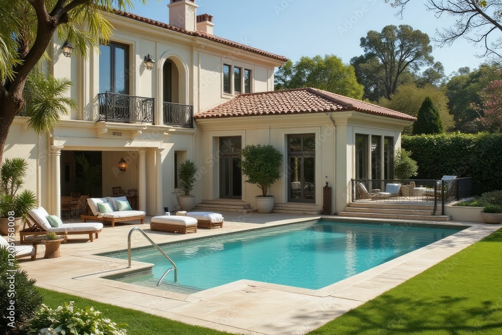Fototapeta premium Luxurious Mediterranean Style Home with Pool