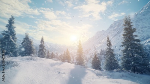 Wallpaper Mural Snowy Mountain Landscape Torontodigital.ca