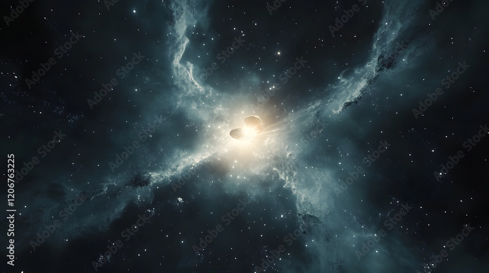 Fototapeta premium Celestial Body Illuminated Within A Cosmic Nebula