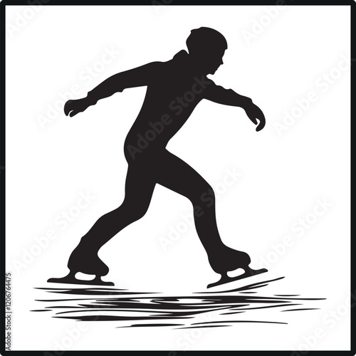  Ice skater gliding on ice