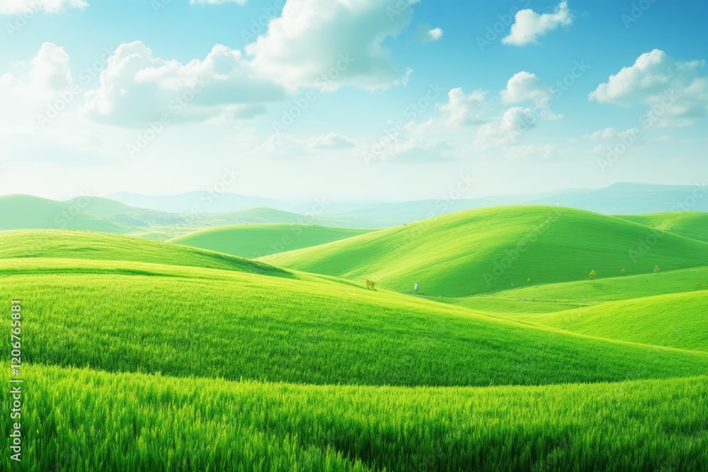 Rolling Green Hills Under a Sunny Sky Rolling Green Hills Under a Sunny Sky