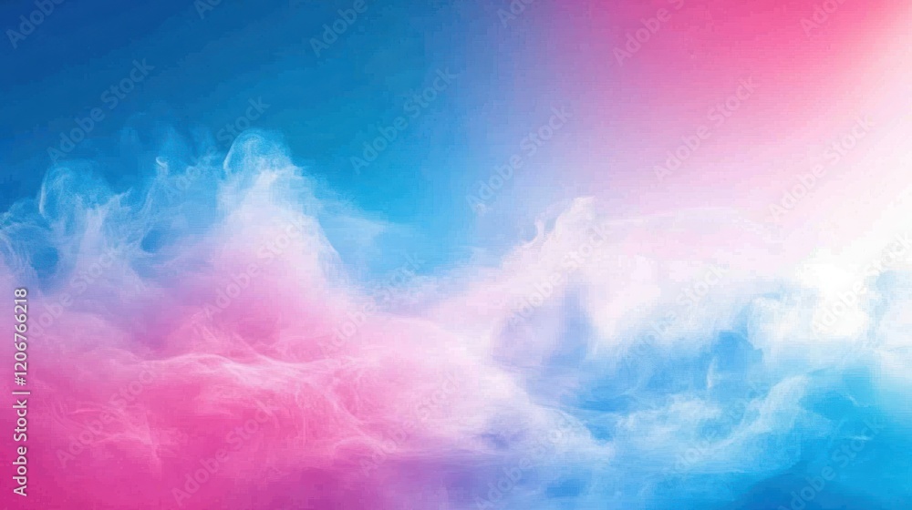A vibrant abstract background with pink and blue swirling clouds.