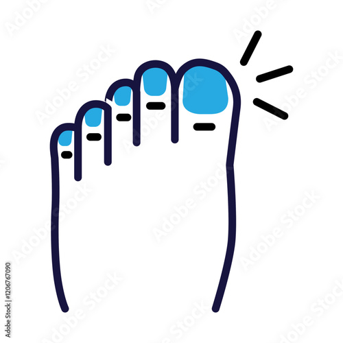 Ingrown Toenail (Onychocryptosis) Treatment. Foot Health, Pain Management, Care Process. Vector Editable Stroke Icon.