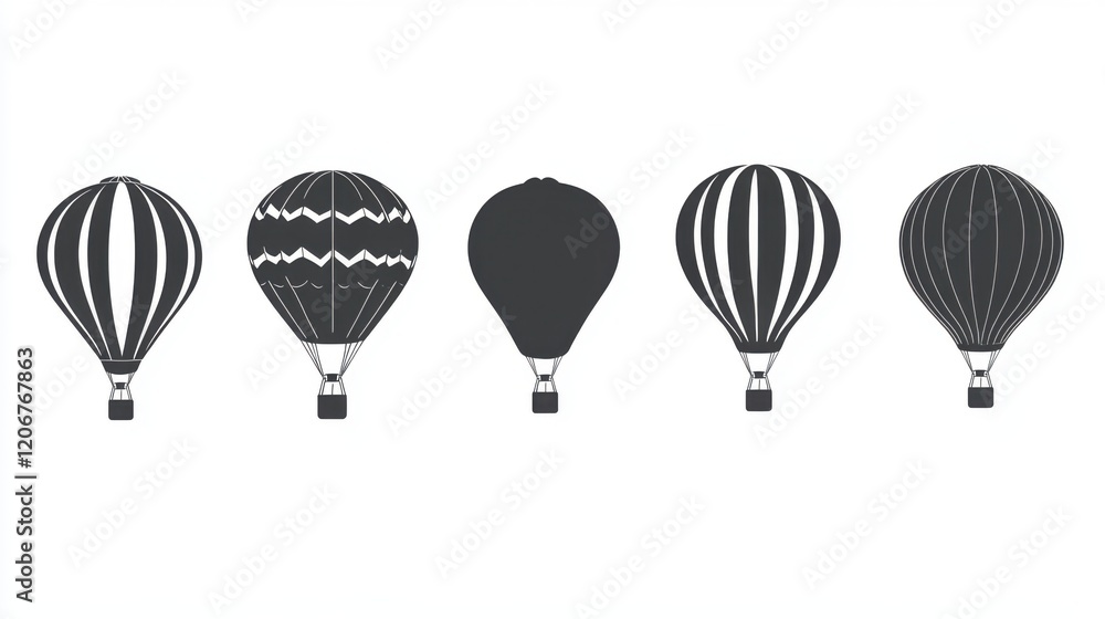 Naklejka premium hot air balloons Silhouette collection set