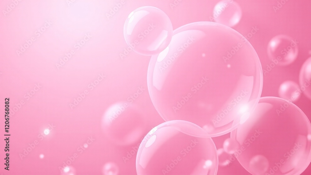 An abstract background of pink translucent bubbles in a pastel-to-magenta gradient. Dreamy, surreal, and perfect for whimsical or artistic graphic designs.