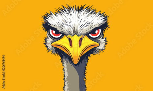 Angry Ostrich Logo Design Minimalist Flat Vector Illustration