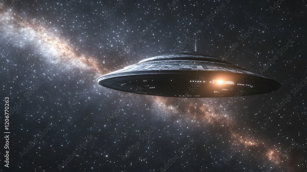 Spaceship Soaring Through A Starry Galaxy Spaceship Soaring Through A Starry Galaxy