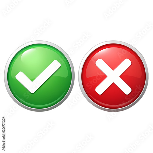 Checkmark & Cross Mark Icons: Simple, Clean, and Versatile Design Elements for UI/UX no yes flat tick