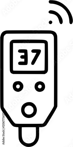 Humidity meter with digital display in outline icon style, weather and astronomy theme. photo