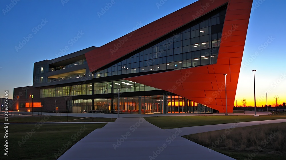 Obraz premium Modern Architectural Design Sunset Building