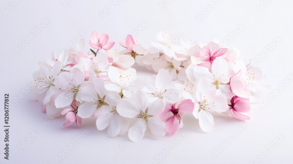 Delicate Spring Blossom Wreath Pink and White Flowers Circle Delicate Spring Blossom Wreath Pink and White Flowers Circle