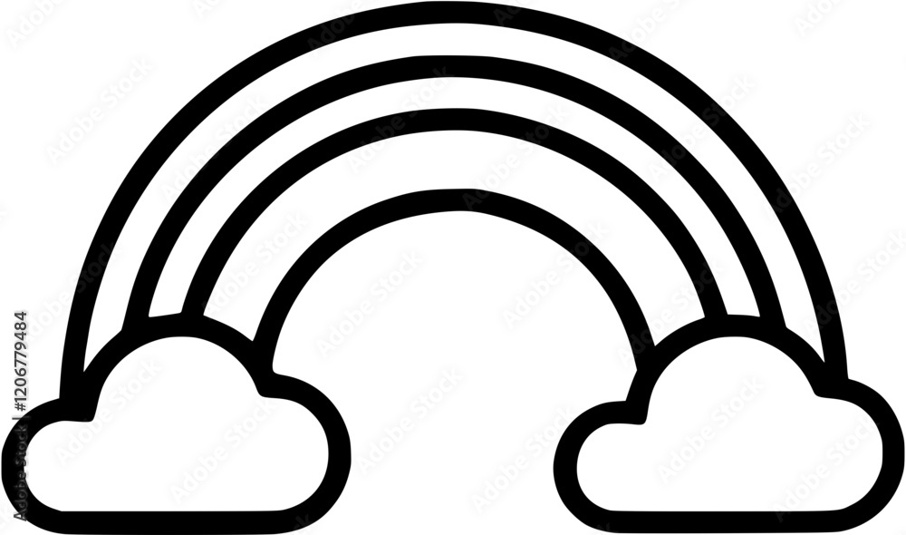 Rainbow in outline icon style, weather and astronomy theme. Rainbow in outline icon style, weather and astronomy theme.