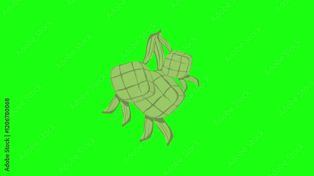 Green screen animation of 2D image of popping ketupats Green screen animation of 2D image of popping ketupats