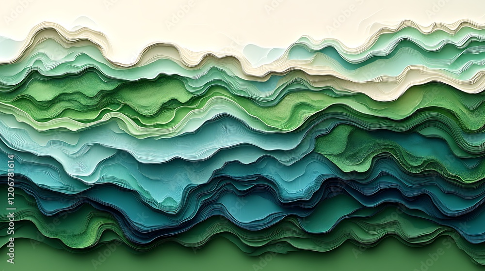 Abstract Green and Blue Layered Wave Pattern Abstract Green and Blue Layered Wave Pattern