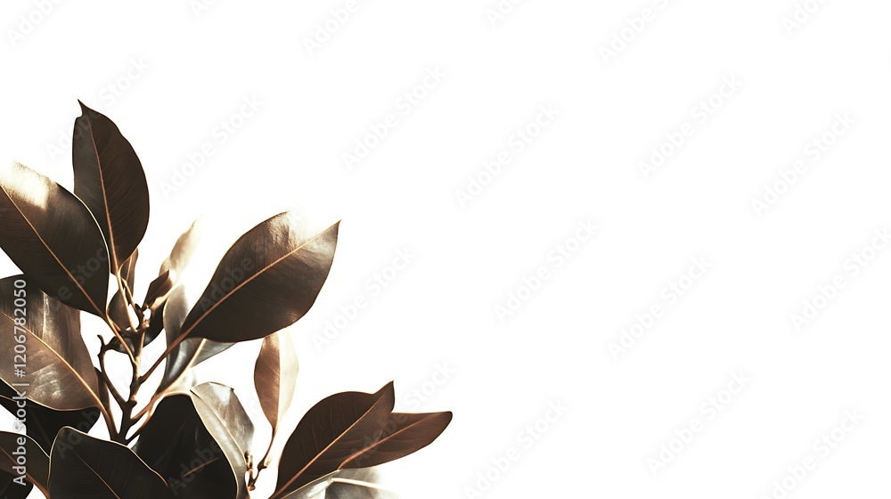 Obraz premium Dark Brown Magnolia Leaves Against White Background