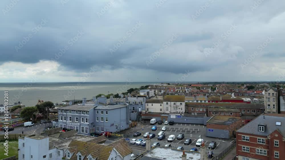 Beautiful and Attractive British Tourist Attraction Downtown Central Clacton on Sea City of England United Kingdom. Aerial Footage Was Captured on May 21st, 2024 Beautiful and Attractive British Tourist Attraction Downtown Central Clacton on Sea City of England United Kingdom. Aerial Footage Was Captured on May 21st, 2024