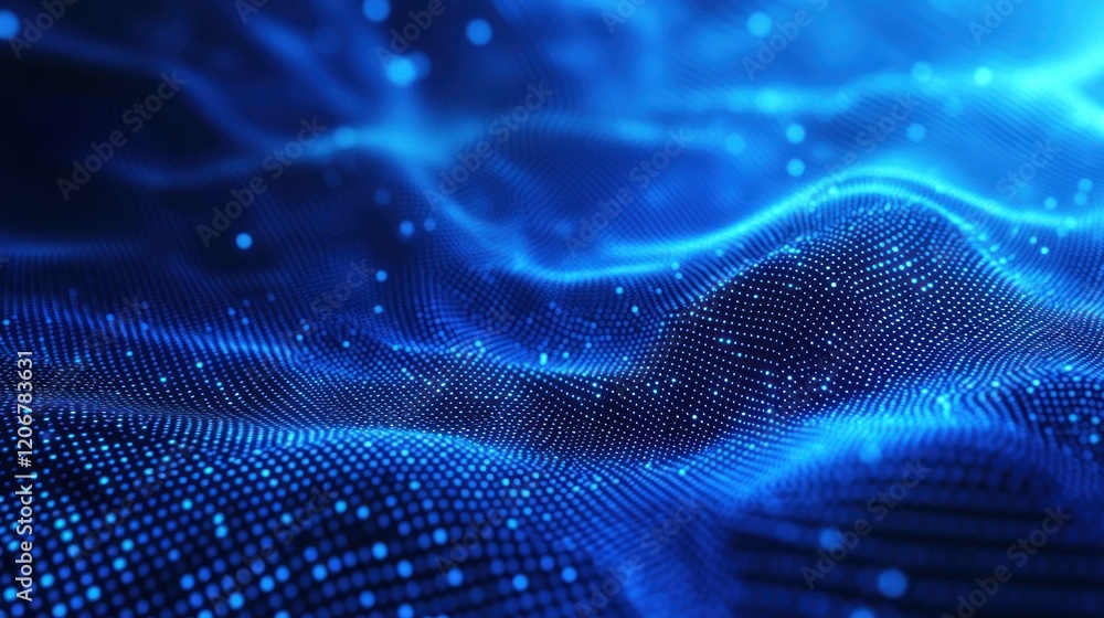 Abstract Blue Wave of Digital Particles Abstract Blue Wave of Digital Particles