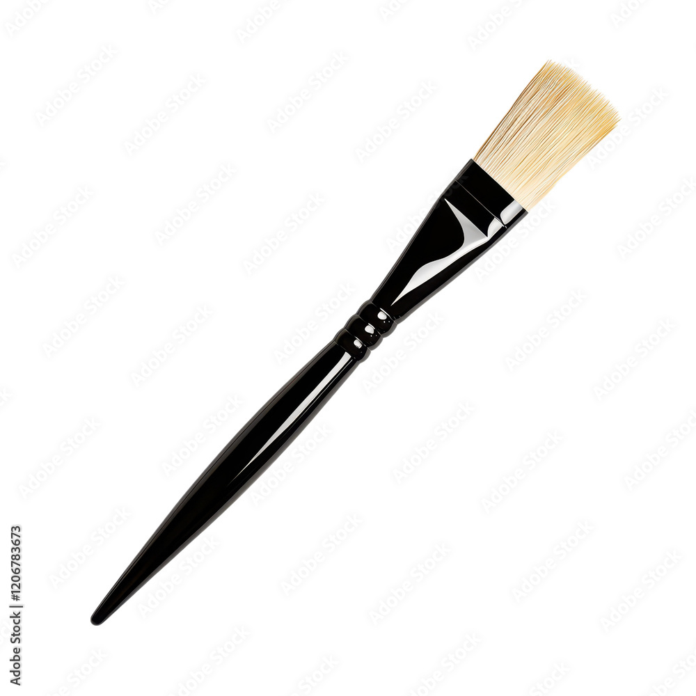 A fine bristle brush with a sleek black handle, designed for precision painting and detailing. A fine bristle brush with a sleek black handle, designed for precision painting and detailing.