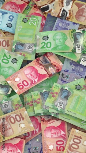 Canadian Dollar Note Background in Loop