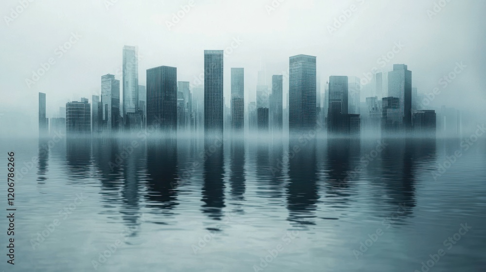 Submerged Cityscape: A Futuristic Vision of Urban Flooding Submerged Cityscape: A Futuristic Vision of Urban Flooding