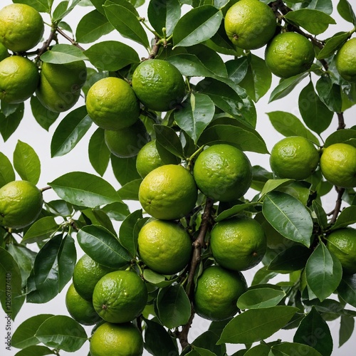 Wallpaper Mural A lime tree covered in fresh green limes, displayed against a plain white background. Torontodigital.ca