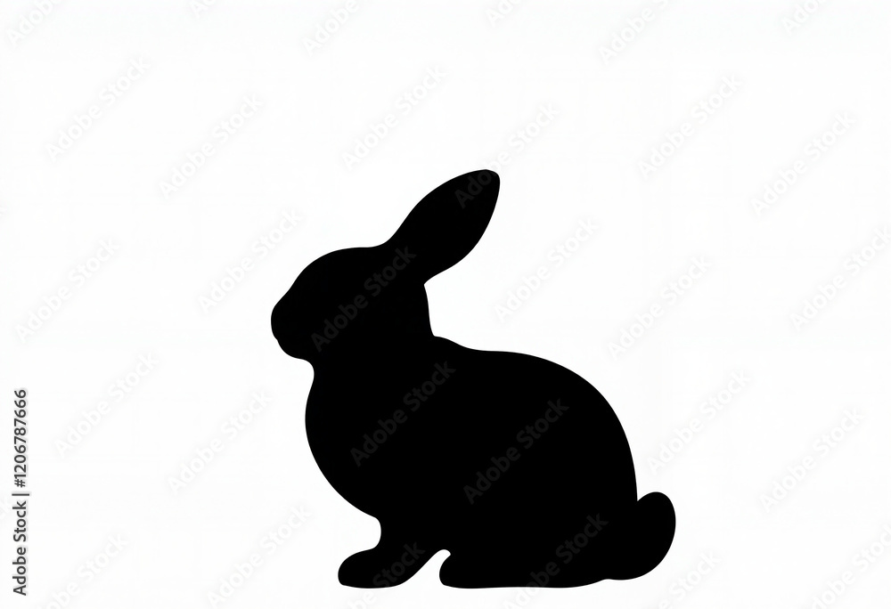Obraz premium Chocolate Easter bunny silhouette on white background, festive symbolism