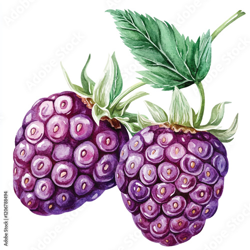 Yumberry fruit watercolor clipart illustration