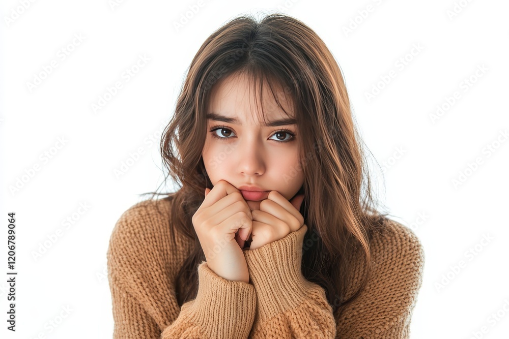 Female unhealthy Sickness, asian young woman, girl unwell and coughing, have cold, sore throat isolated white background suffering with symptom cough feeling bad. Healthcare of, Generative AI Female unhealthy Sickness, asian young woman, girl unwell and coughing, have cold, sore throat isolated white background suffering with symptom cough feeling bad. Healthcare of, Generative AI