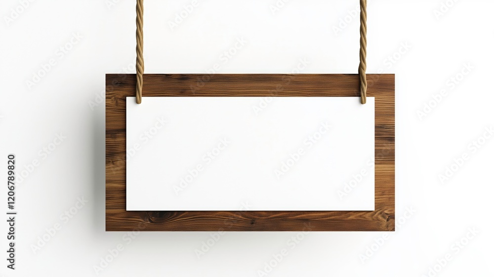 Rustic Wooden Signboard: A blank canvas of possibilities, this rustic wooden signboard with a white paper insert hangs from natural twine, ready to display your message. Rustic Wooden Signboard: A blank canvas of possibilities, this rustic wooden signboard with a white paper insert hangs from natural twine, ready to display your message.
