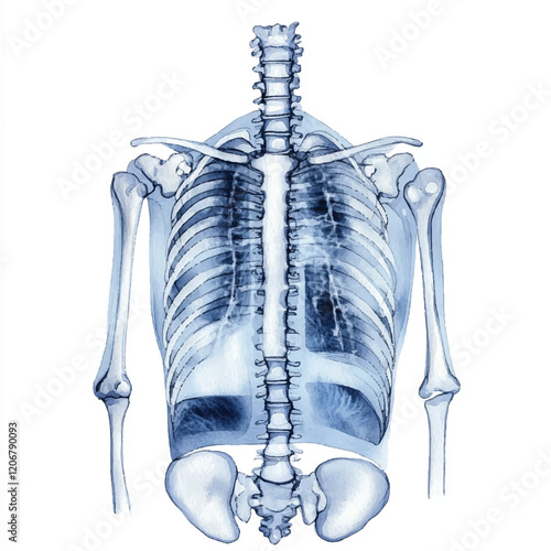 Xray watercolor clipart illustration