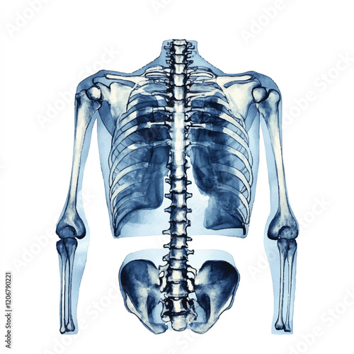 Xray watercolor clipart illustration