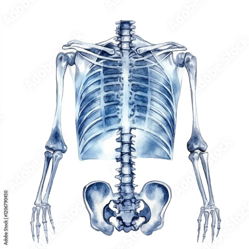 Xray watercolor clipart illustration
