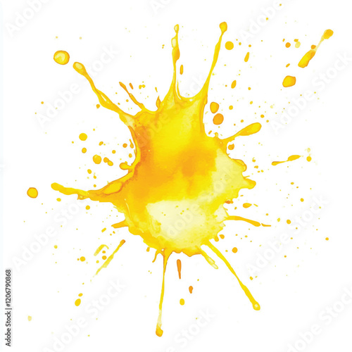 Yellow splash watercolor clipart illustration