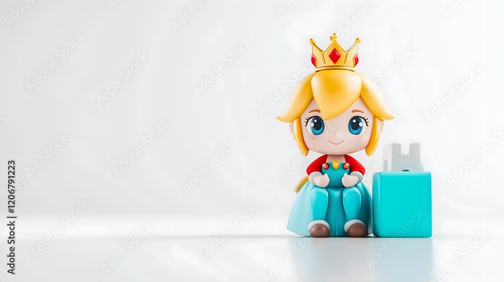 Fruit, character and modern concept: Peach princess with a crown, fantasy castle. Fruit, character and modern concept: Peach princess with a crown, fantasy castle.