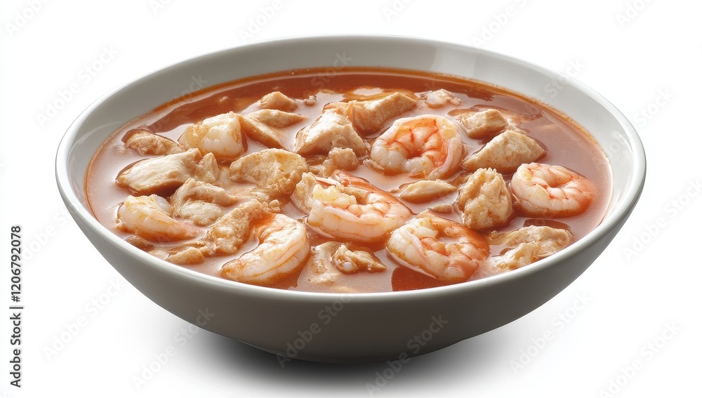 Spicy shrimp and chicken soup in a bowl. Spicy shrimp and chicken soup in a bowl.