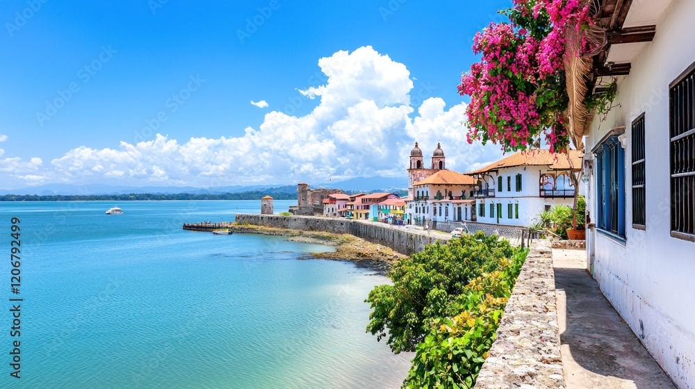 Fototapeta premium Coastal Town Seascape