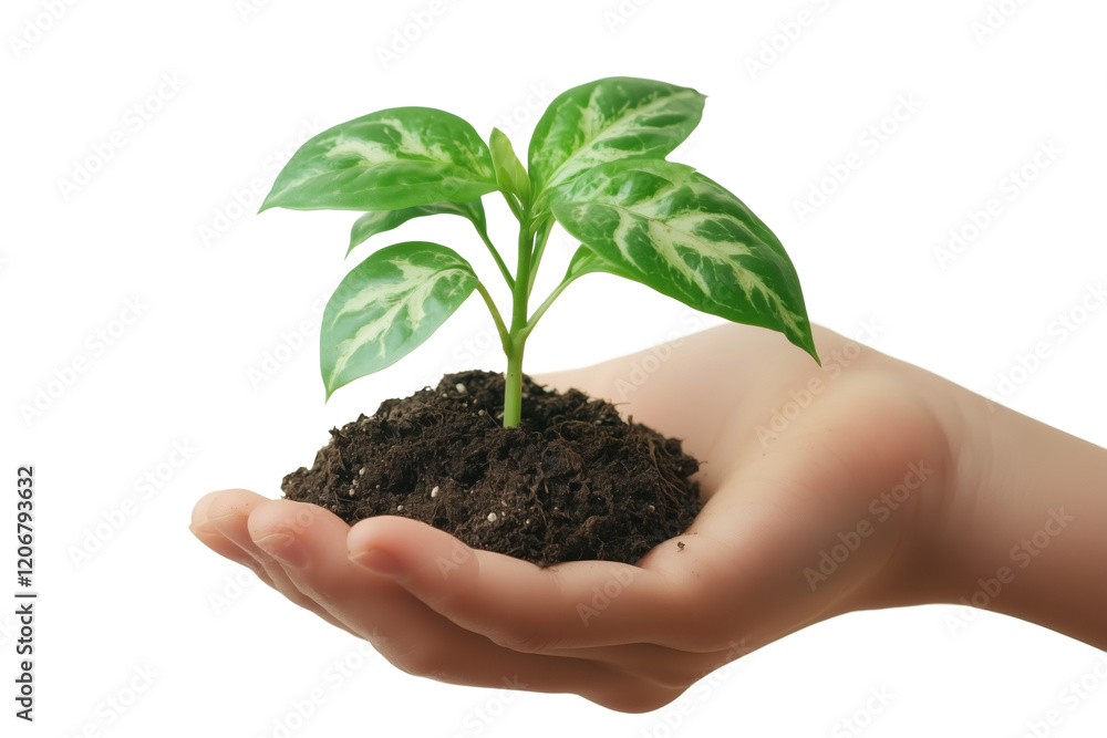 Young plant in the hand on transparent background Young plant in the hand on transparent background