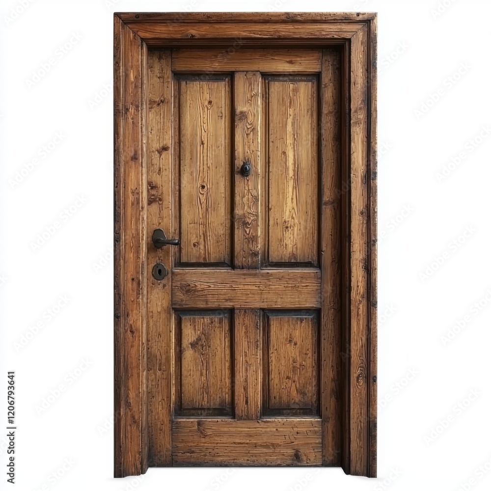 Rustic wooden door cozy cabin architecture natural setting front view warmth and charm for home decor