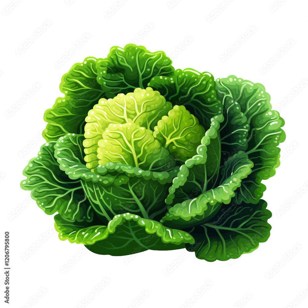 Obraz premium Green cabbage pixel art illustration isolated on transparent background