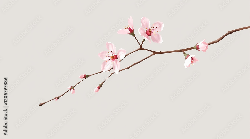 Single Plum Blossom Branch with Dainty Flowers Single Plum Blossom Branch with Dainty Flowers