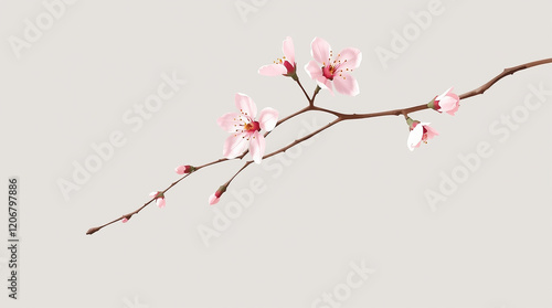 Single Plum Blossom Branch with Dainty Flowers