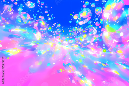 輝く幻想的なカラフルバブルの背景